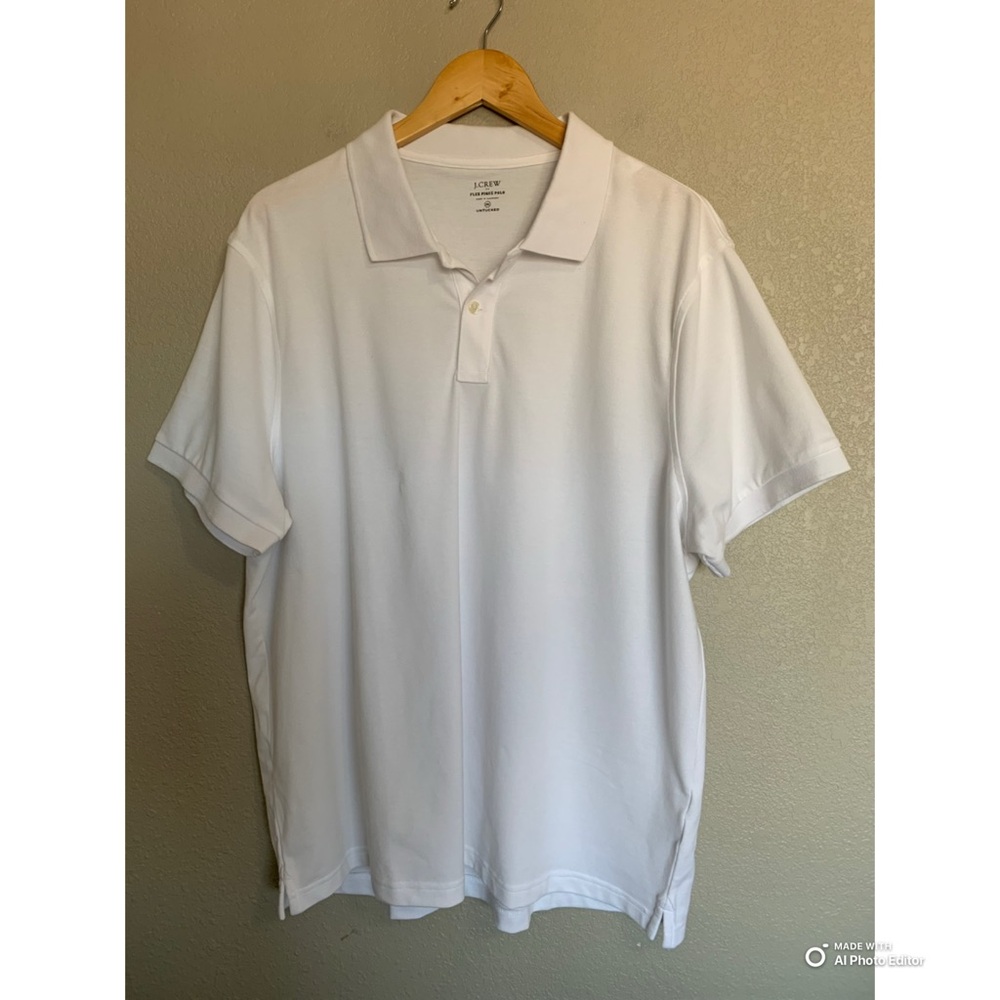 J Crew Factory Mens XXL White Flex Pique Polo Shirt Short Sleeve FLAWS